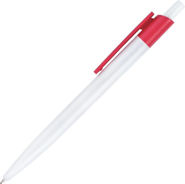 Ручка пластиковая шариковая Vivapens HIT (белая с красным) с Вашим логотипом 10088