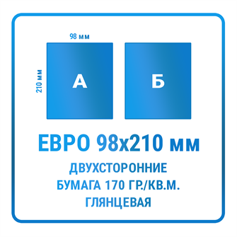 Листовки Евро (98х210 мм), двухсторонние, бумага 170 гр./кв.м. глянцевая 10314