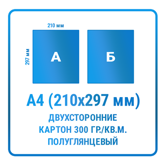 Листовки А4 (210х297 мм), двухсторонние, картон 300 гр./кв.м. полуглянцевый 10331