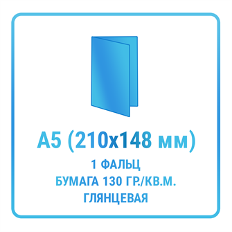 Буклет А5 (210x148 мм, 1 фальц, пополам), бумага 130 гр./кв.м. глянцевая 10433
