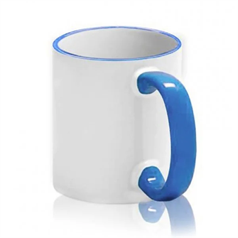 Кружка с ГОЛУБЫМ ОБОДКОМ и ГОЛУБОЙ РУЧКОЙ  с печатью Вашего логотипа или изображения 10020