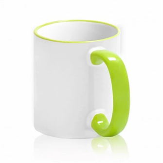 Кружка с САЛАТОВЫМ ОБОДКОМ и САЛАТОВОЙ РУЧКОЙ  с печатью Вашего логотипа или изображения 10025