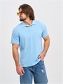 Рубашка поло с Вашим логотипом  с коротким рукавом голубая 10382