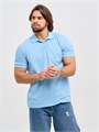 Рубашка поло с Вашим логотипом  с коротким рукавом голубая 10382