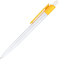 Ручка пластиковая шариковая Vivapens HIT (белая с желтым) с Вашим логотипом 10086