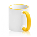 Кружка с ЖЕЛТЫМ ОБОДКОМ и ЖЕЛТОЙ РУЧКОЙ  с печатью Вашего логотипа или изображения 10021