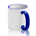 Кружка с СИНИМ ОБОДКОМ и СИНЕЙ РУЧКОЙ  с печатью Вашего логотипа или изображения 10028
